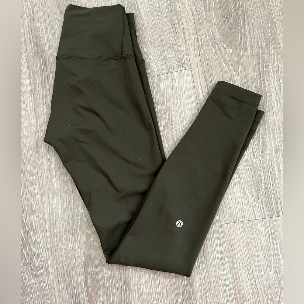 Lululemon Wunder Train High-Rise Tight 28” in Carob Brown (Army Green)